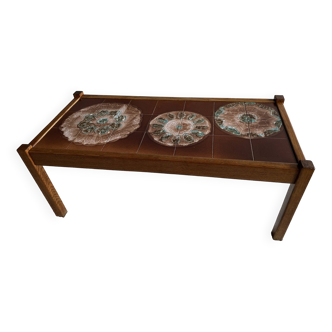 Coffee table in wood and ceramic attributed to Juliette Belarti alias Julien de Covemaeker