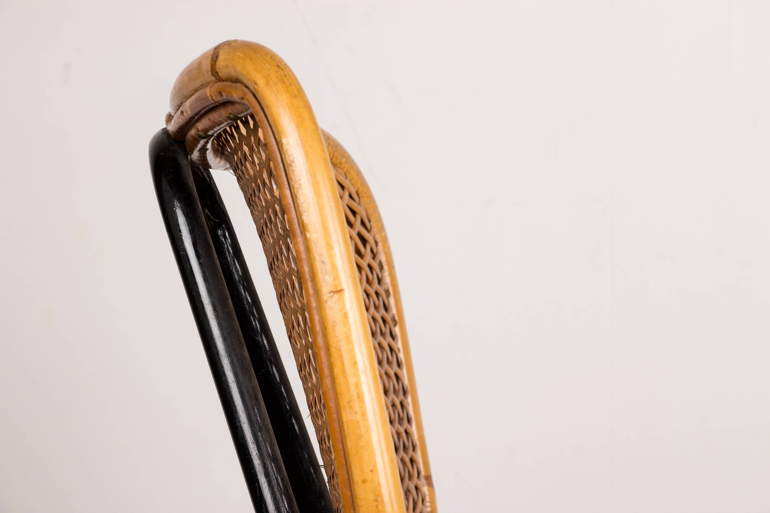 Vintage rattan and metal chair by Dirk Van Sliedrecht for Rohé Noordwolde 1950.