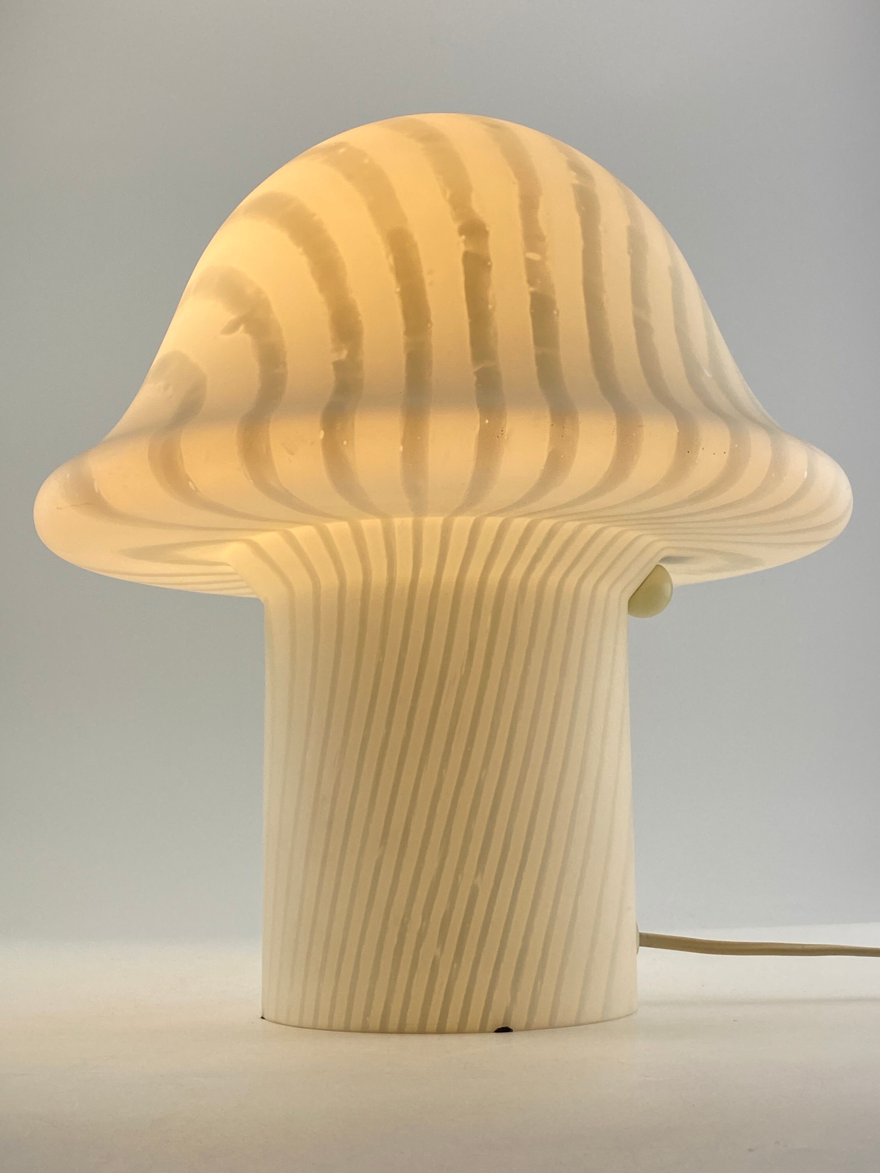 White glass Peill and Putzler mushroom table lamp XL