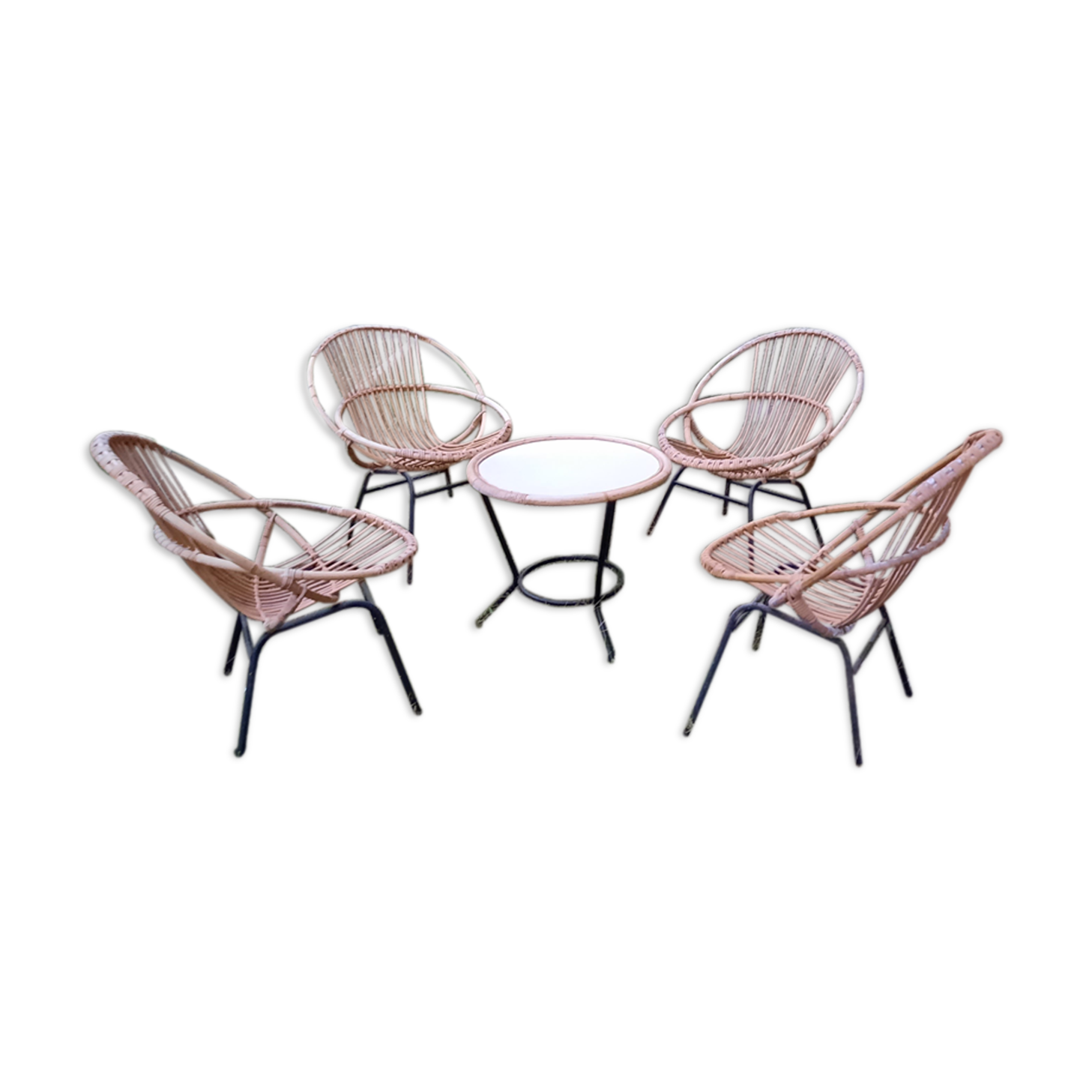Salon en rotin vintage