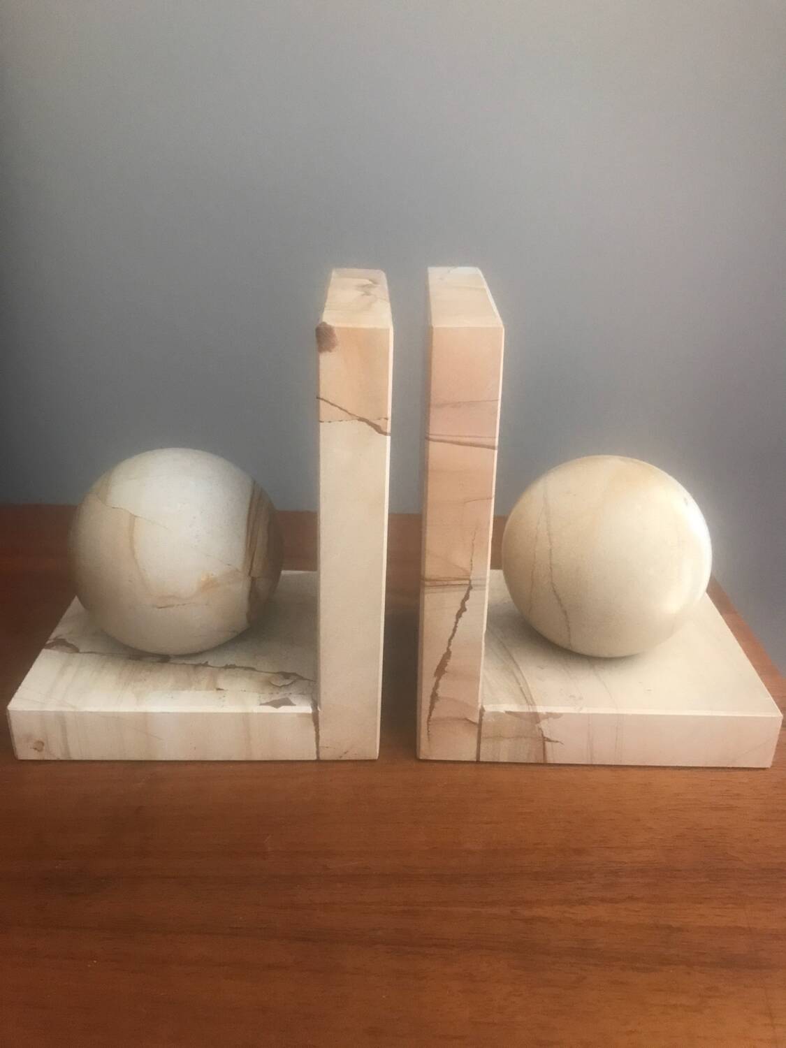 Pair of marble ball bookends
