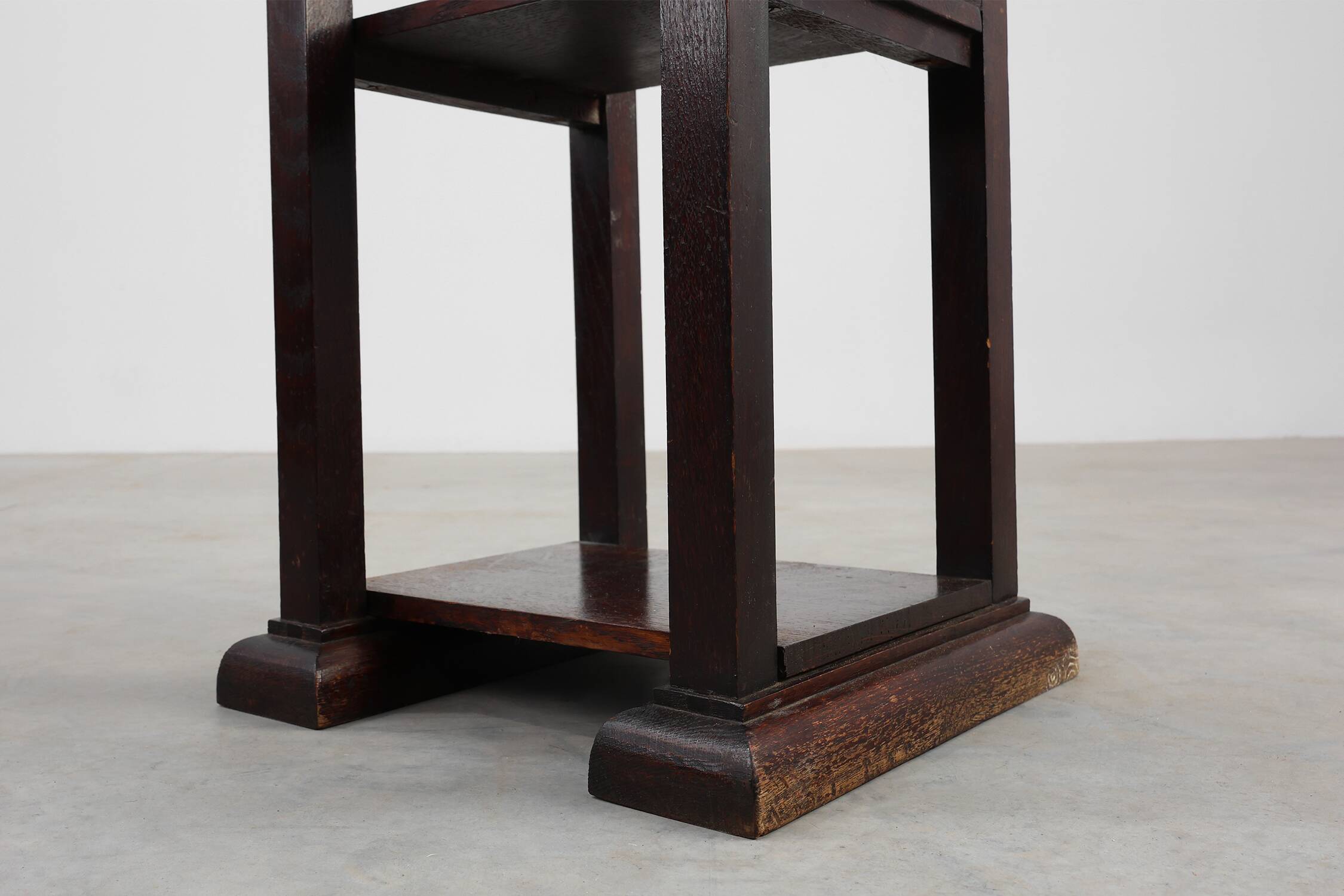 Art Deco dark oak pedestal, Belgium 1920s
