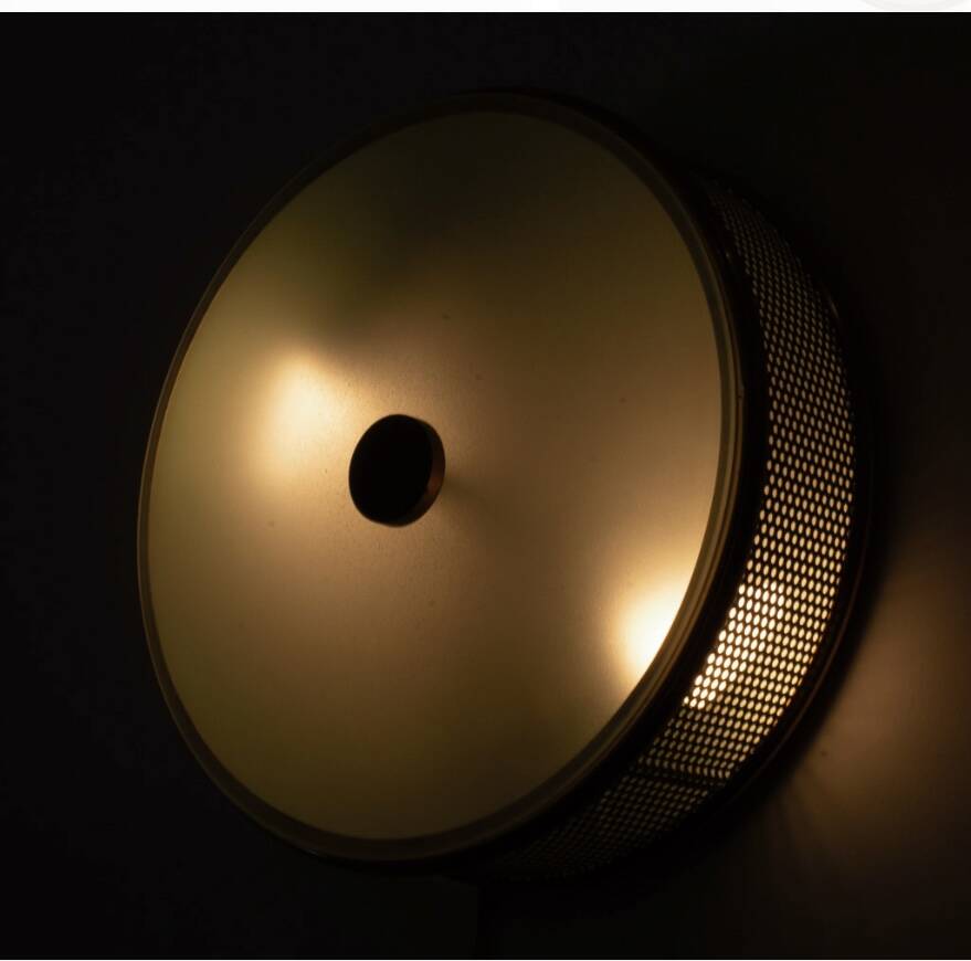 Lunel ceiling light / Porthole / Brass, perforated metal and glass