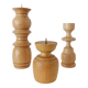 Set of 3 Scandinavian turned wooden candle holders