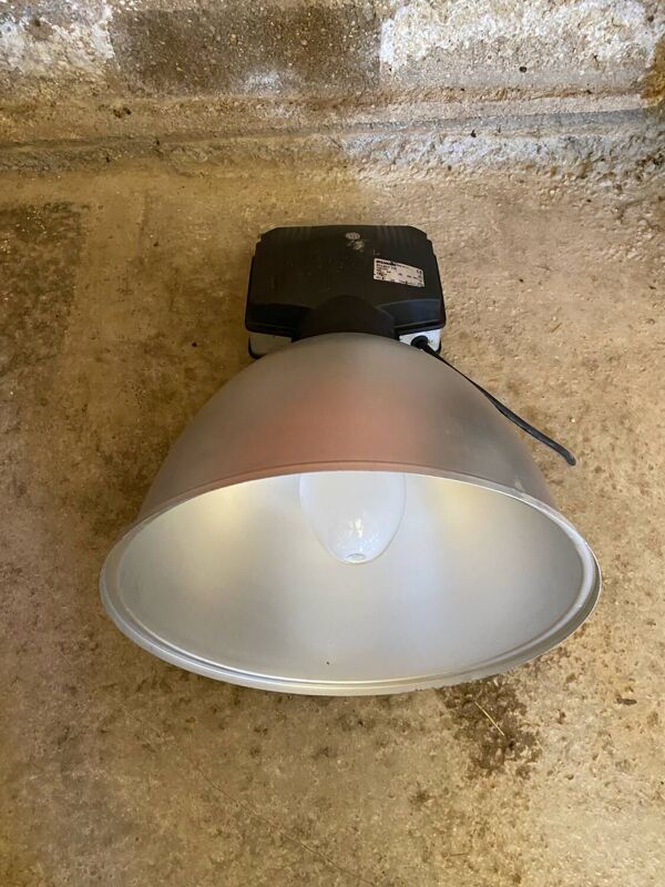 Suspension Ancienne Industrielle Metal Gris Avec Variateur Vintage
