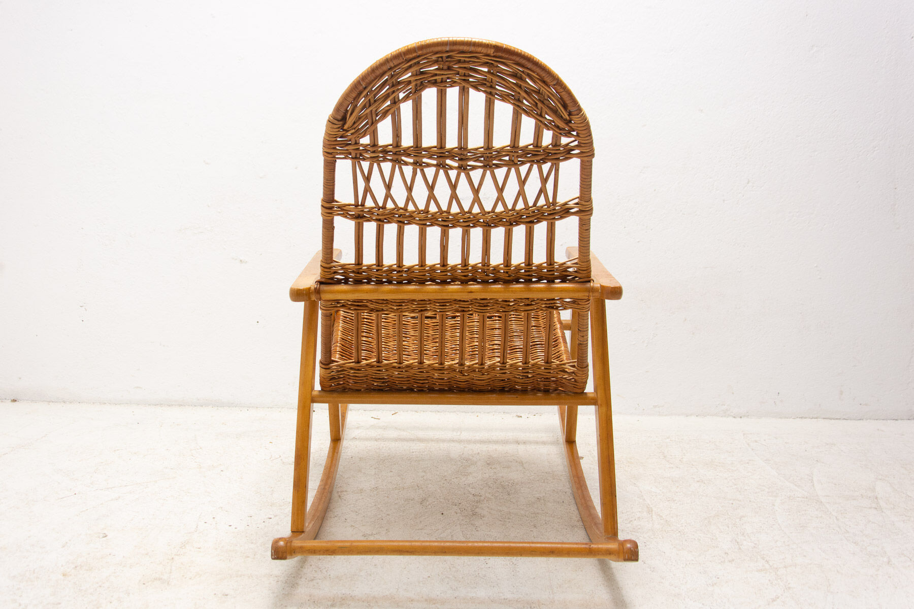 Mid-Century Wicker Rocking Chair, Czechoslovakia, 1970's