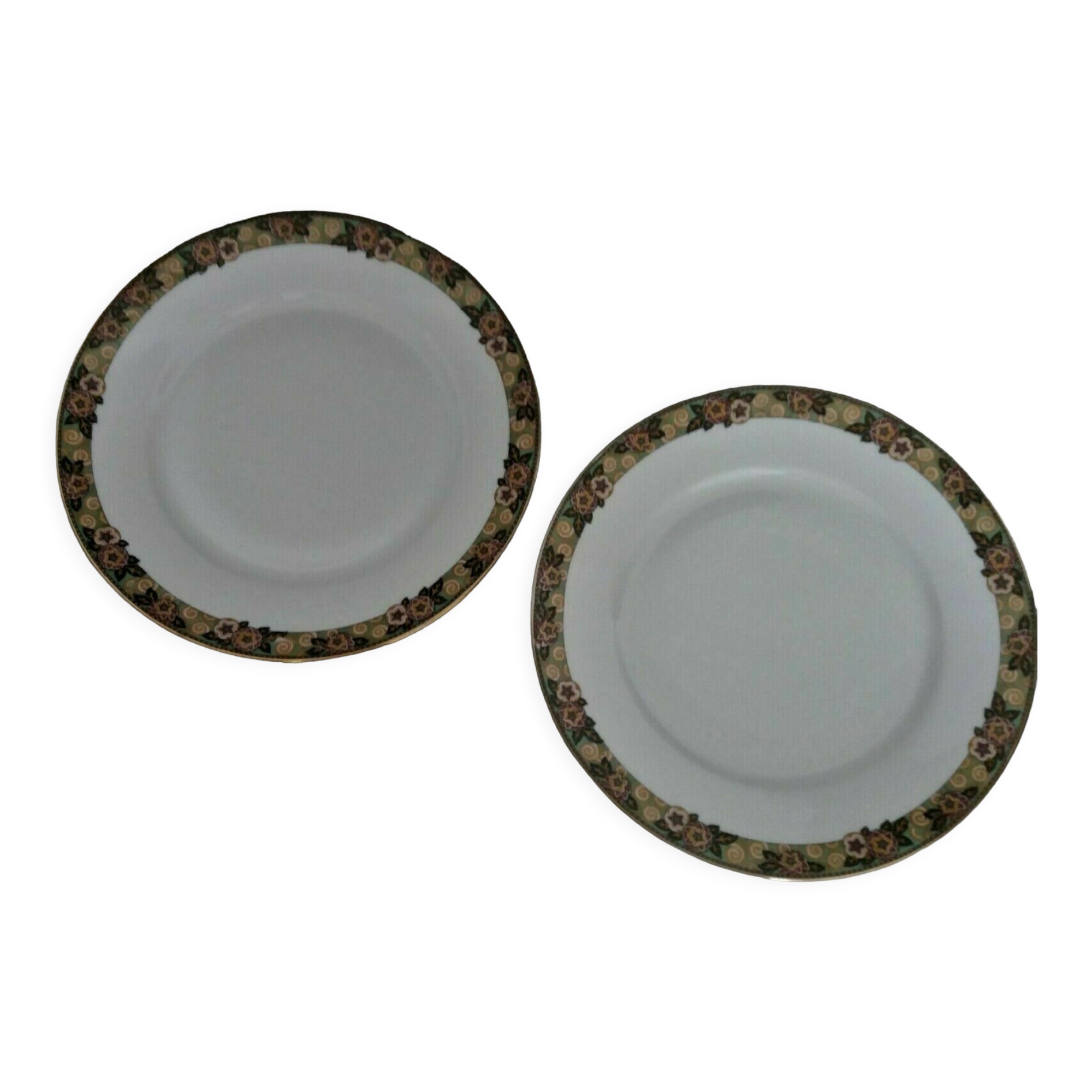 Assiettes à dessert en porcelaine Limoges F. Paulhat début XXème