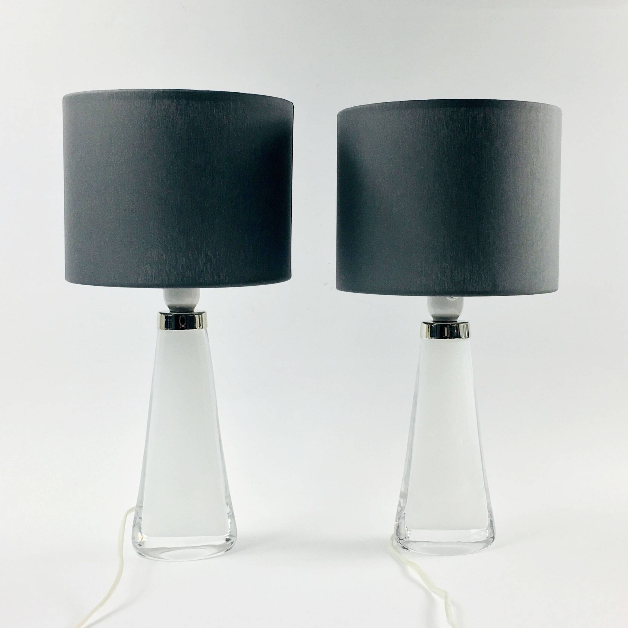 Paire de lampes de table scandinaves en verre modèle RD 1566 par Carl Fagerlund pour Orrefors, Suède, années 1960