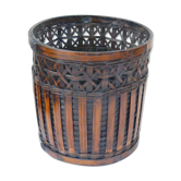 Cache Pot in braided rattan and bamboo, vintage 1970, natural and trend