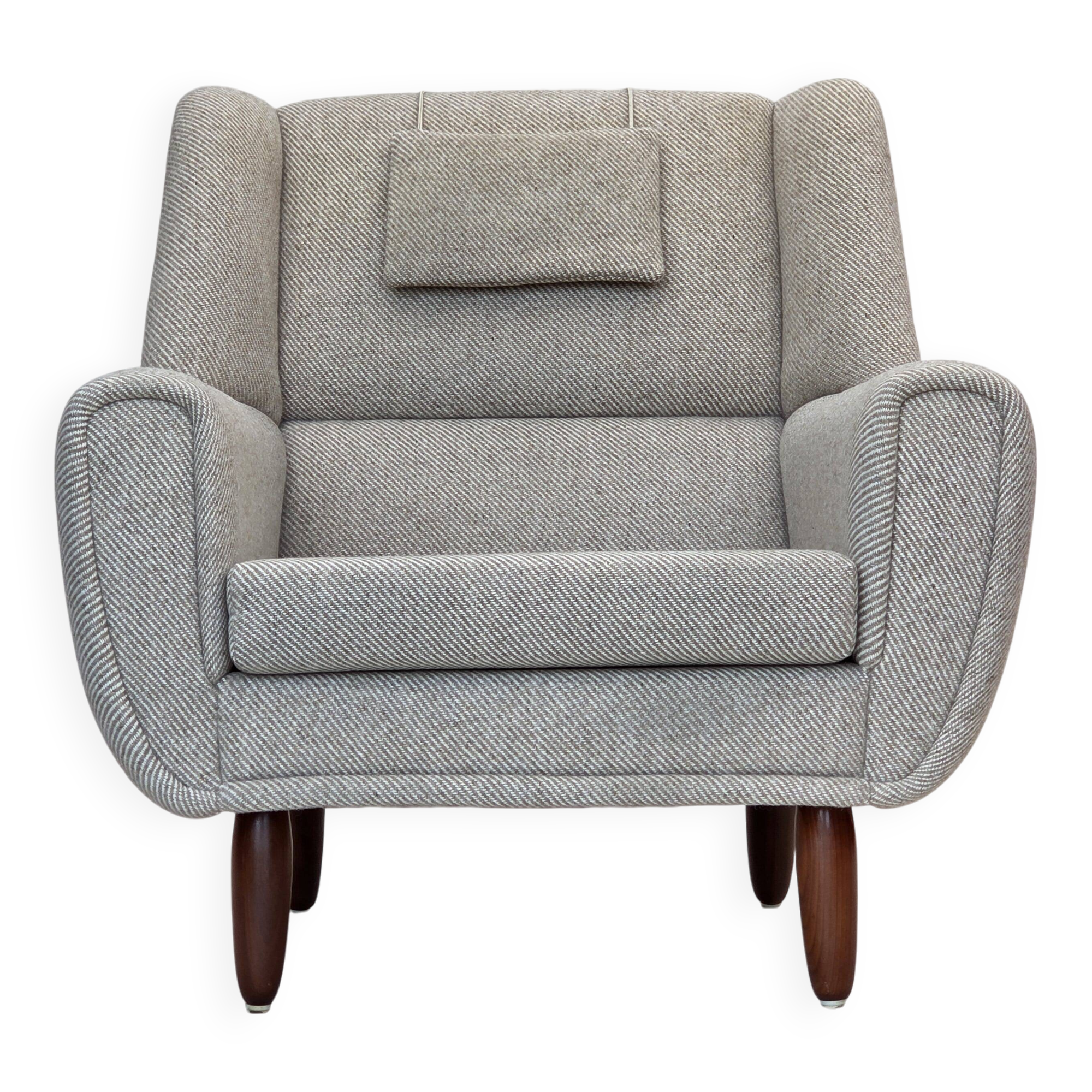 1960s, Danish design by Kurt Østervig, armchair model 61, wool, teak.