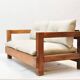 Solid oak two-seater sofa rebuilt in 100% virgin wool