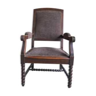 Fauteuil garni de tissu marron