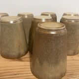 Set of 8 Digoin stoneware cups