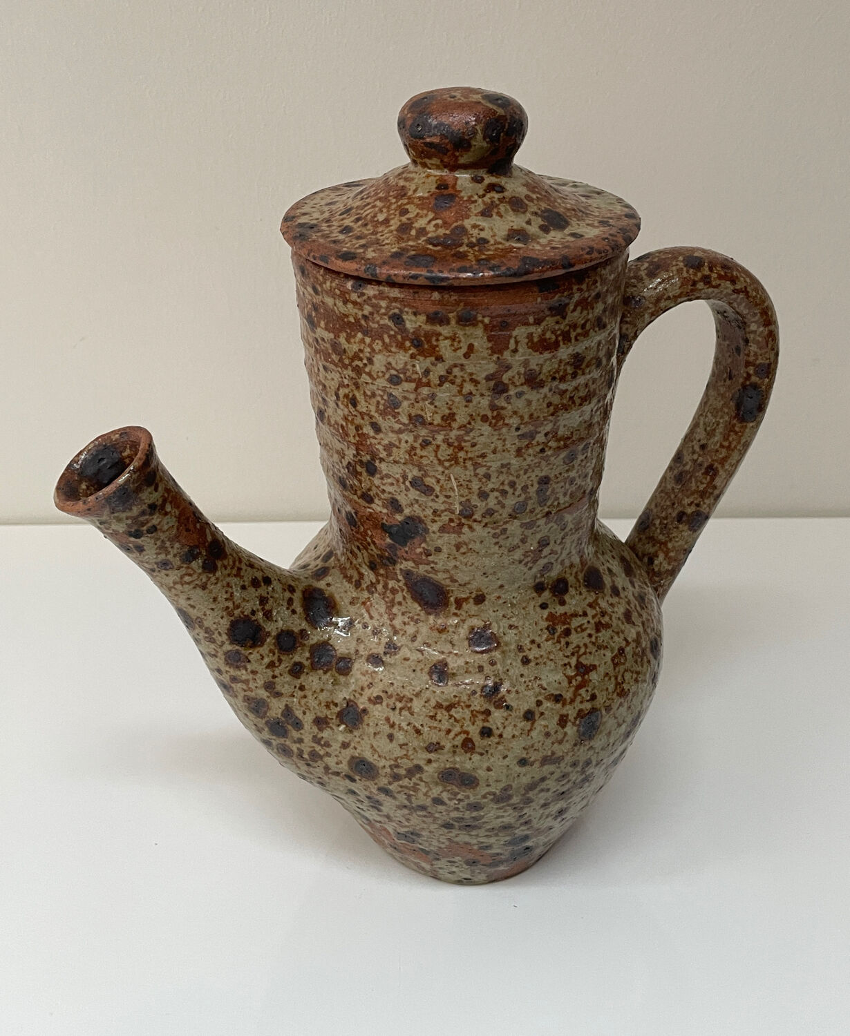 Large pyrite stoneware coffee pot, workshop work, 1970.