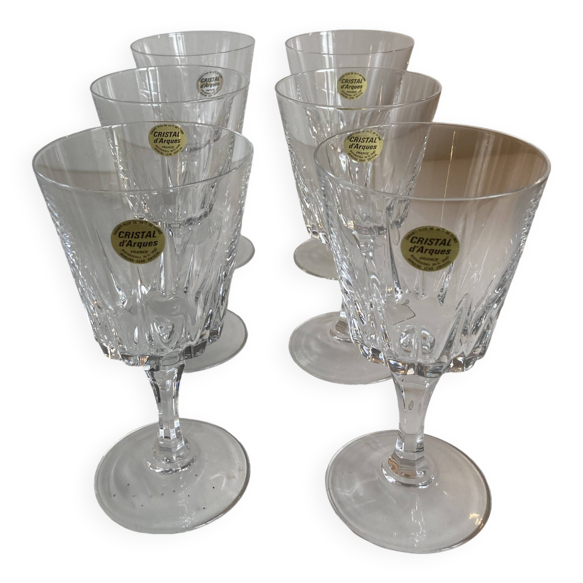 Lot of 6 Cristal d'Arques glasses