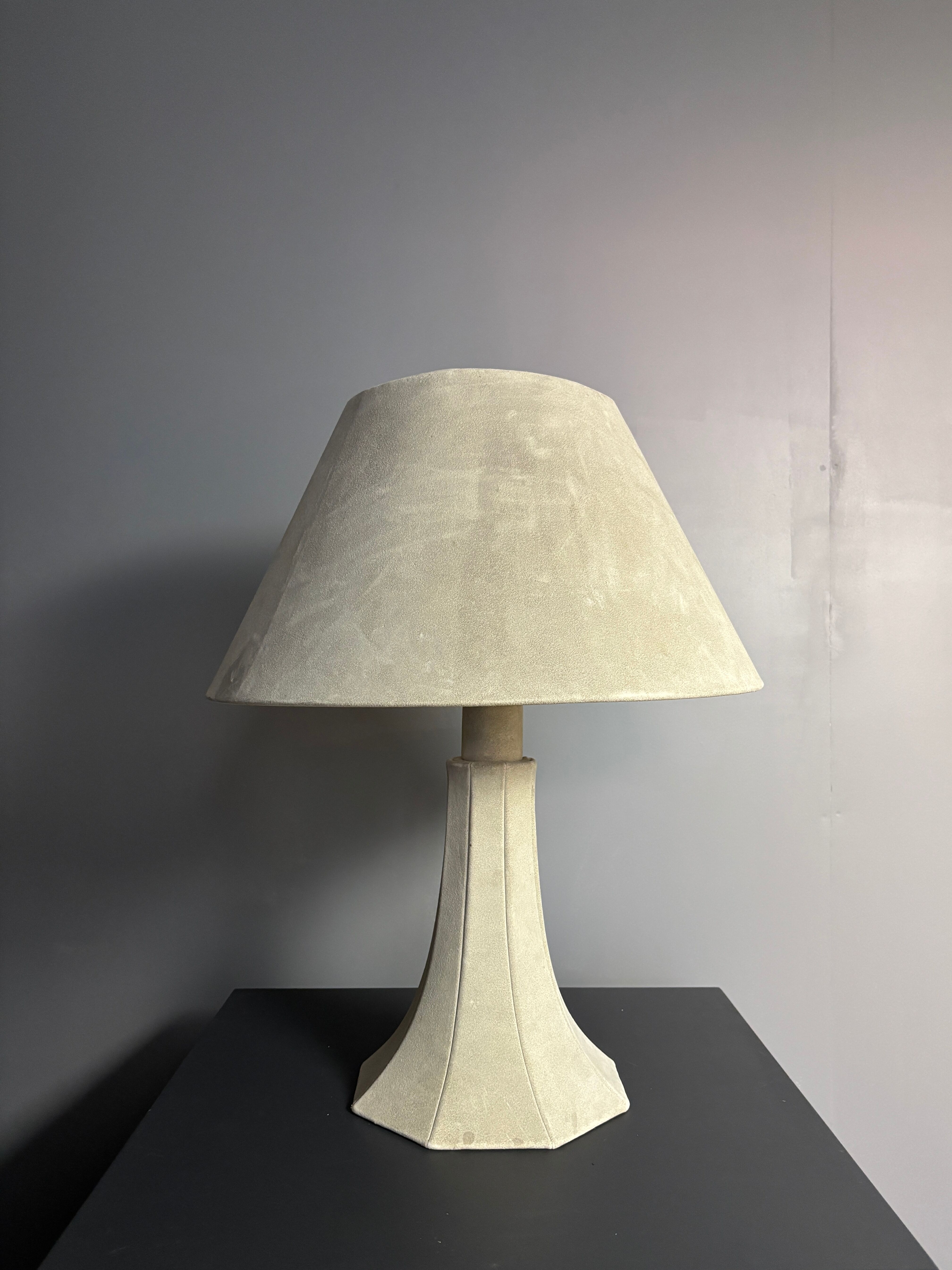 Midcentury suede leather large mushroom table lamp, 1960s-1970s