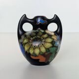 Handled Vase Gouda - Decor "Zonnebloem" (Sunflower) - Netherlands, 1930/50