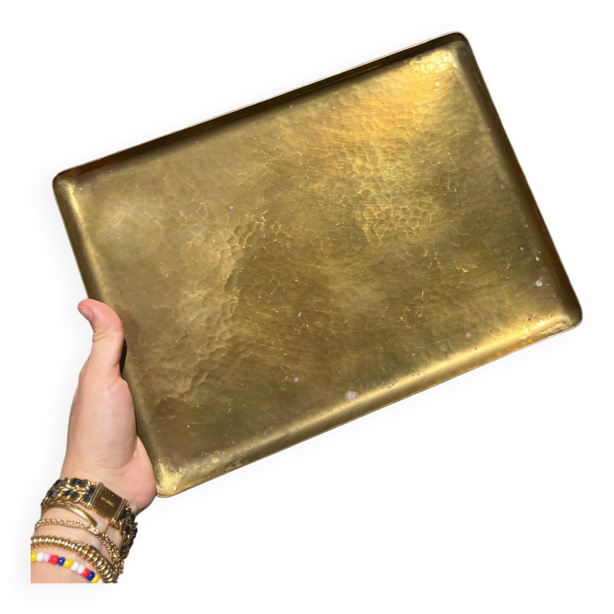 Hammered brass tray