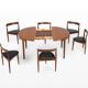 Roundette dining set by Hans Olsen for Frem Rojle, Table + 6 chairs, 1950s