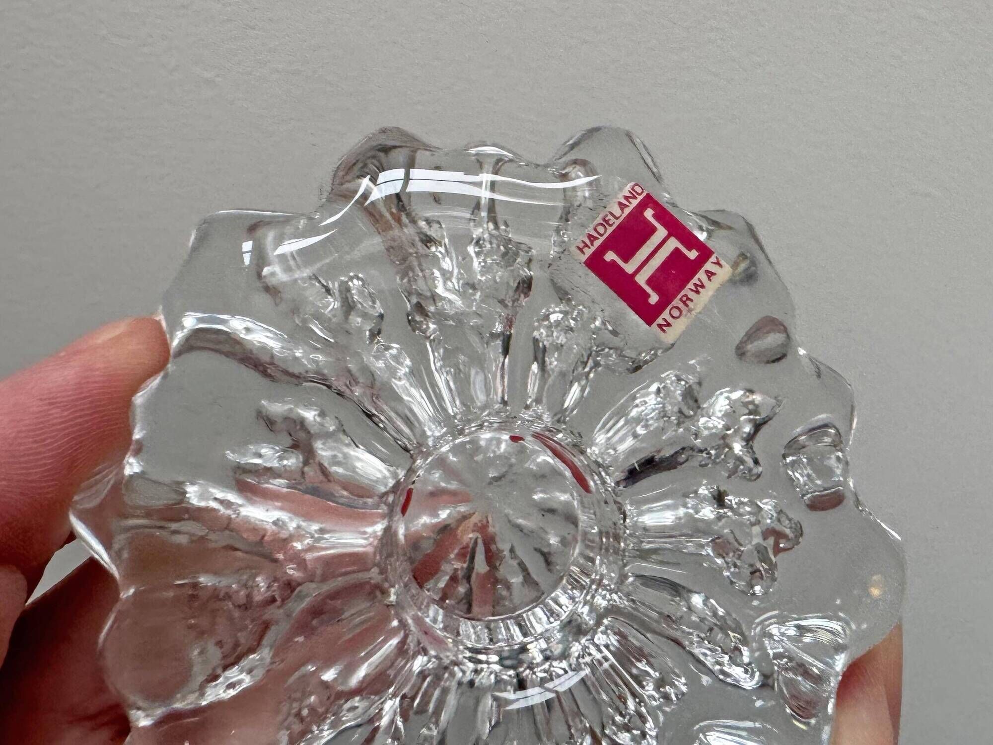 Set of 2 Hadeland Norway crystal candle holders