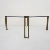 Table basse carrée en laiton et verre par Peter Ghyczy pour Ghyczy, années 1970