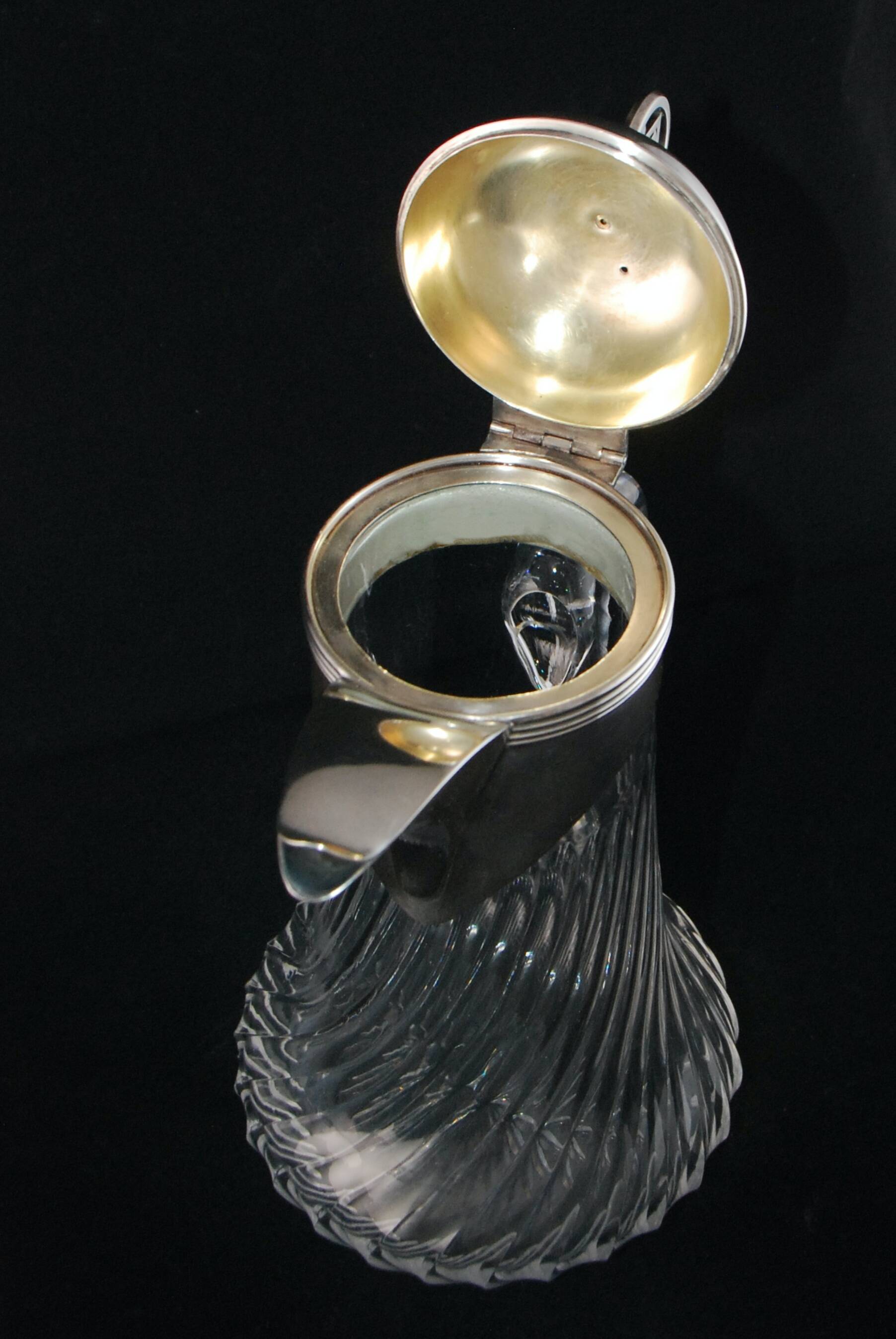 Leitão & irmão - carafe in solid silver and crystal from the art deco period