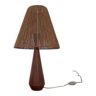 Mid-Century Danish Teak and Sisal Table Lamp, 1950s