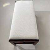 Bench in wood and white boucle fabric, italy, 1960s