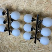 2x 60s 70s 6-bulb Sputnik wall lights by Kaiser Leuchten opal glass