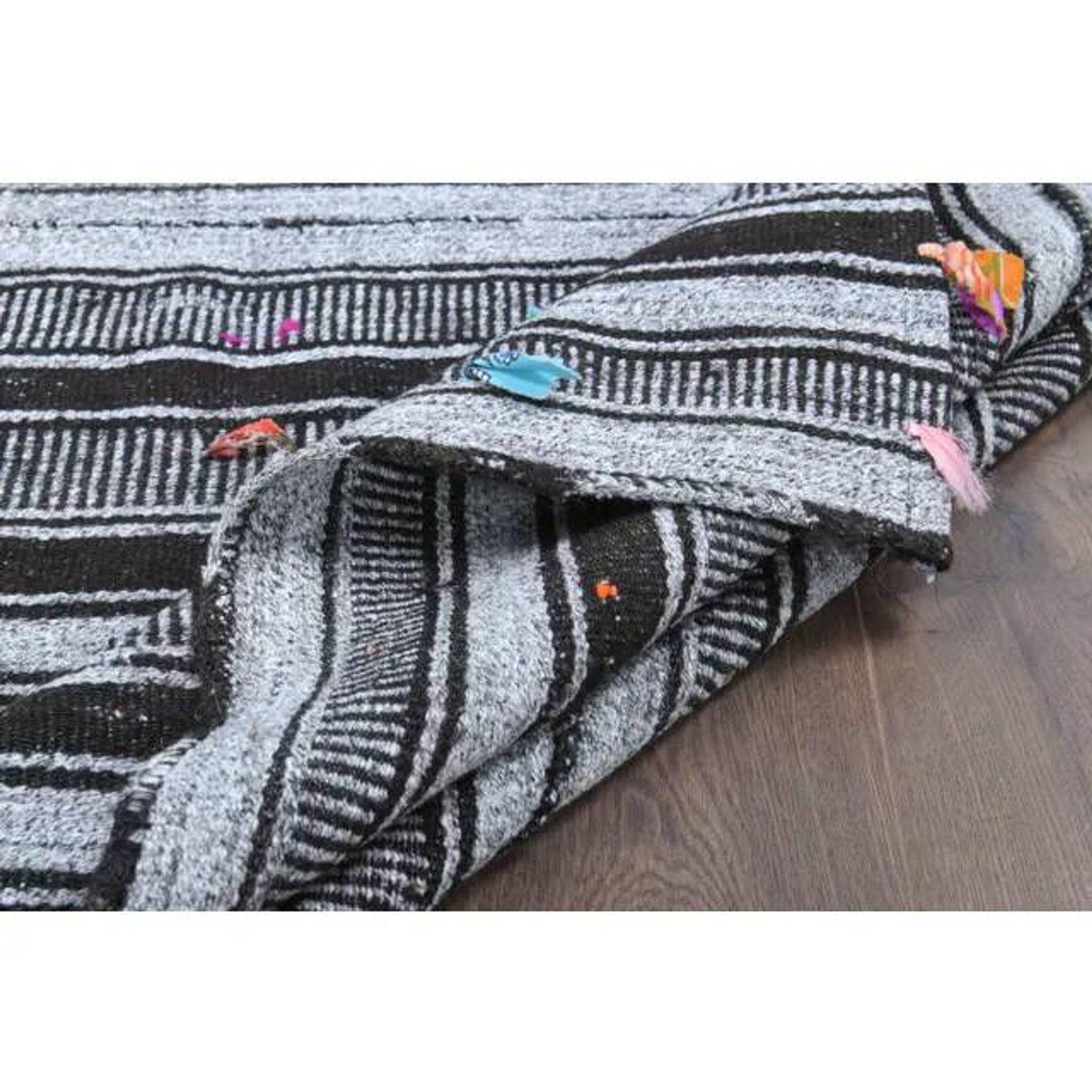 Vintage Turkish Oushak Handmade Cotton Gray Wool Kilim Area Rug 120x172