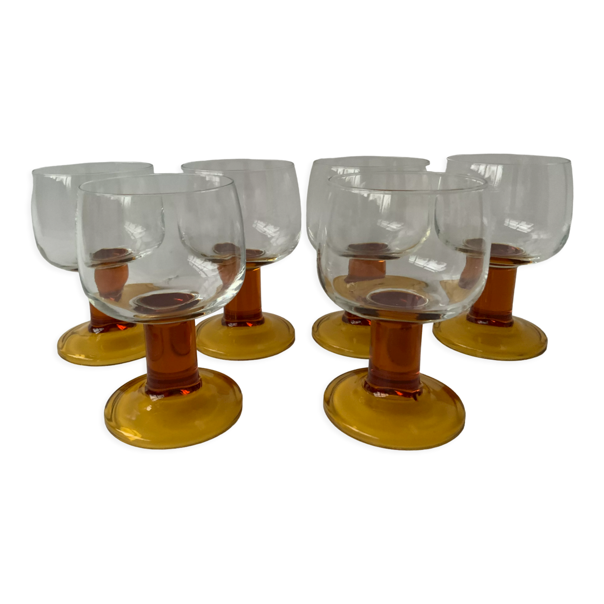 Selency amber stemmed glasses x Monoprix Croisé Laroche