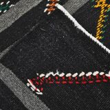 8x11 Gray & Black Striped Pattern Turkish Kilim Rug, 235x337Cm