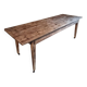 Antique French pine dining table, large farmhouse table on wheels, 19th century.