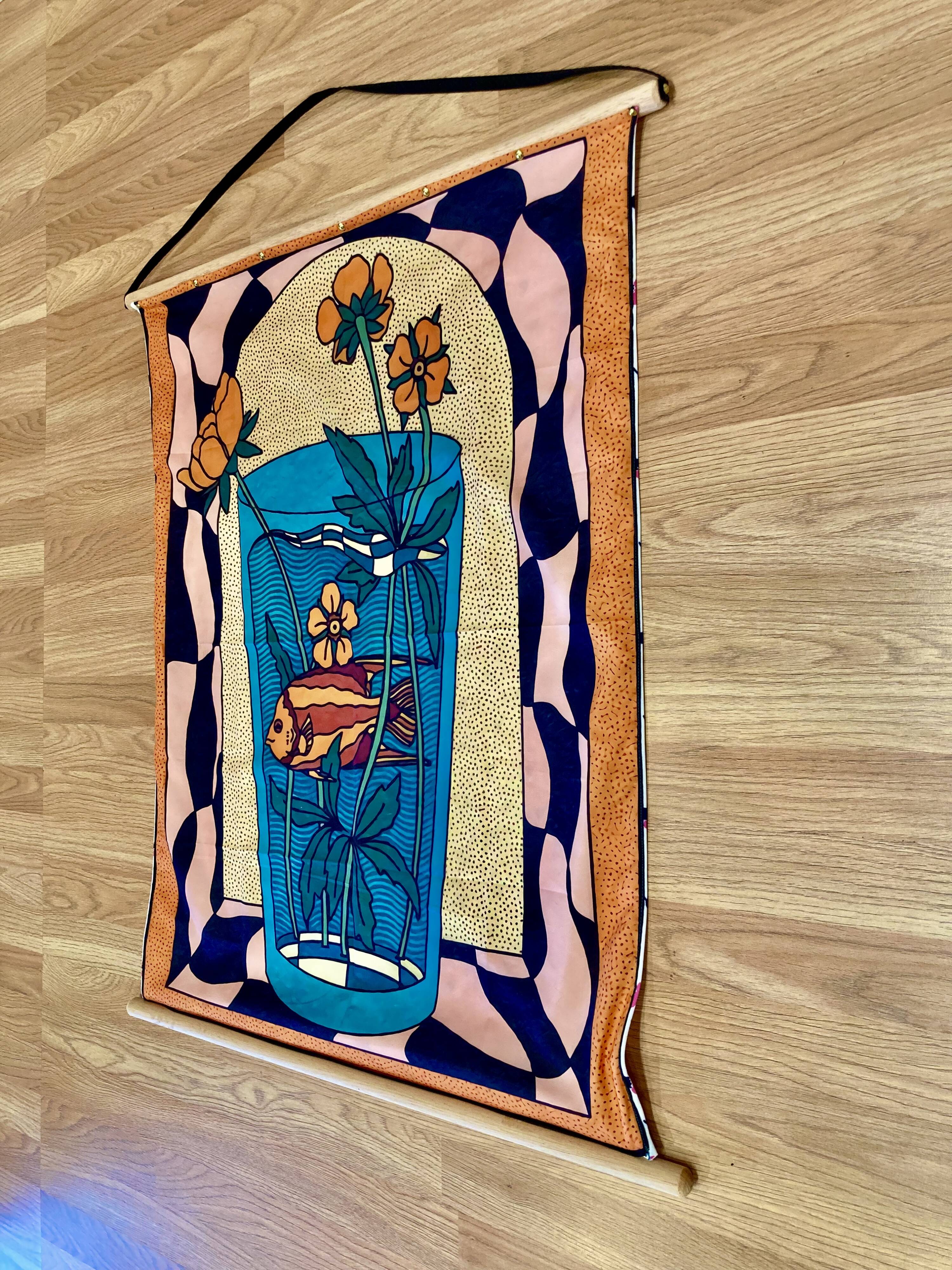 Large silk hanging decoration.