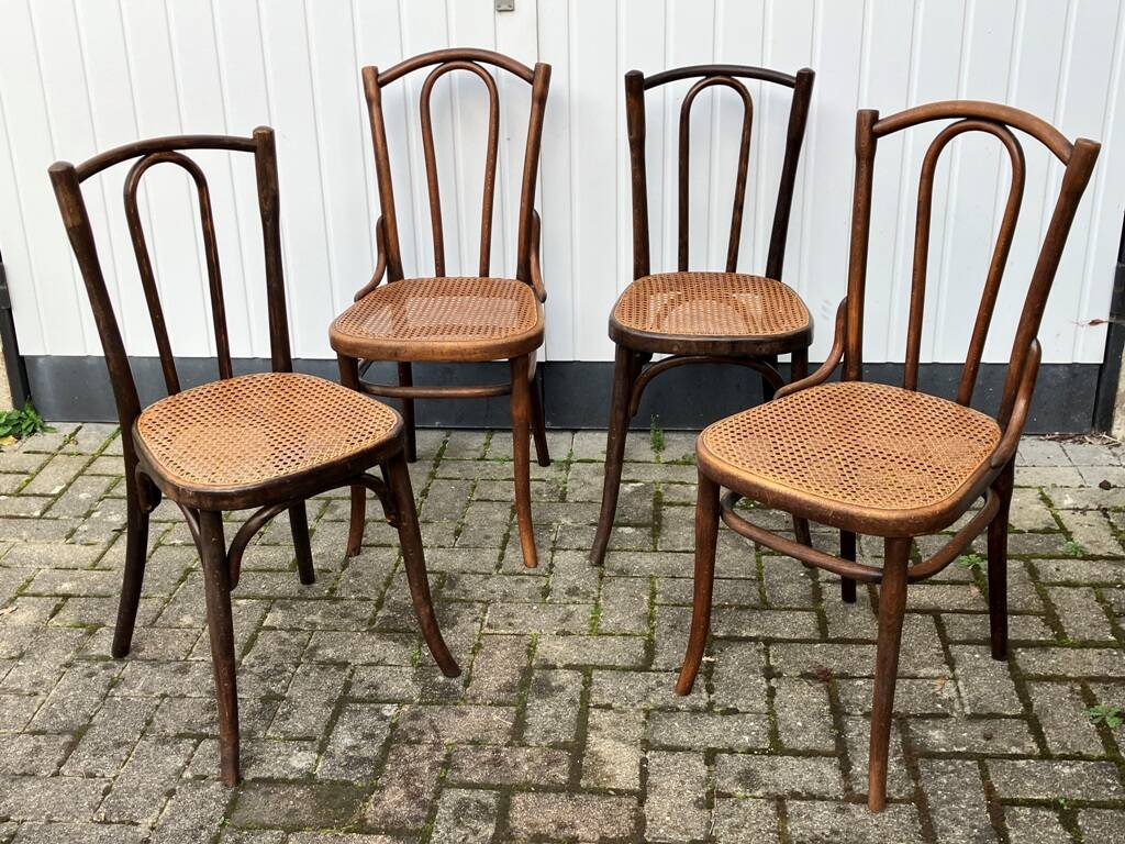 4 Thonet and Fischel bistro chairs