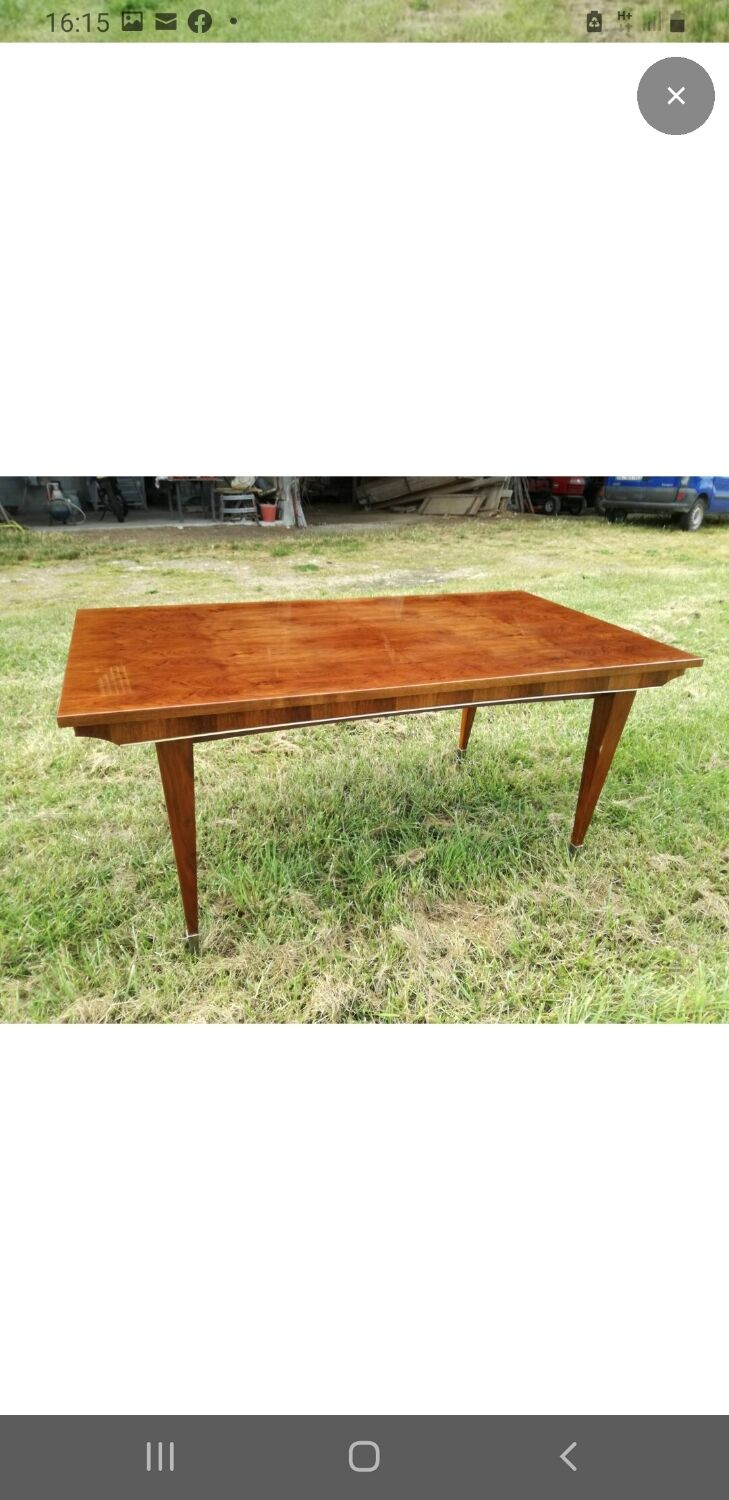 Art Deco walnut veneer extendable table (160 to 232 cm)