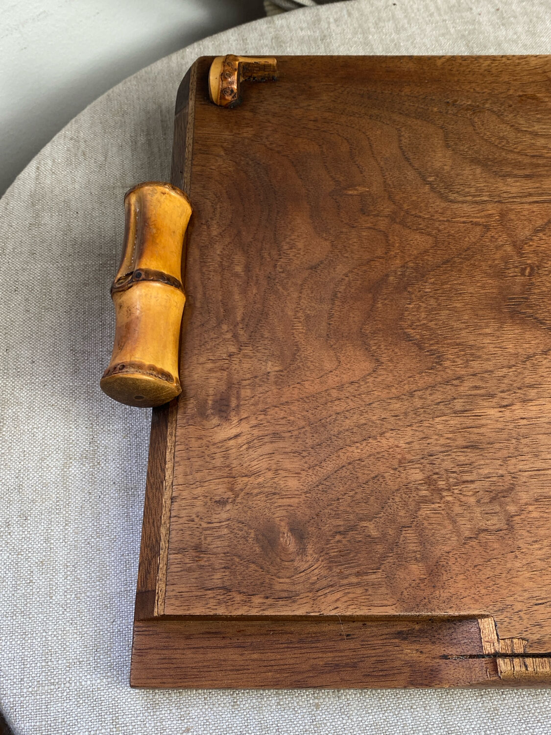 Wood and glass bamboo plateau