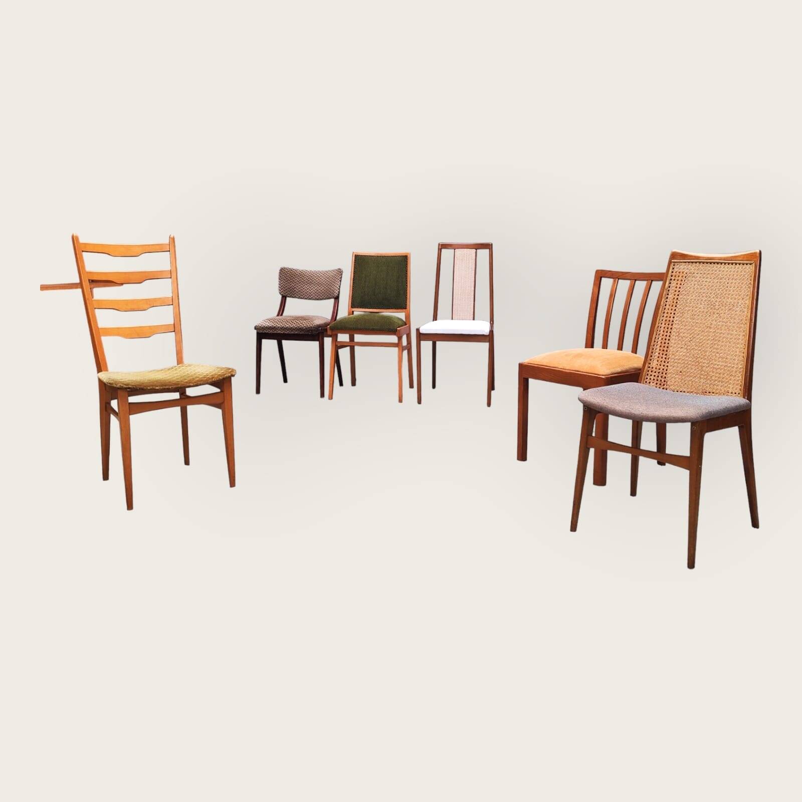 Zes Mid Century stoelen