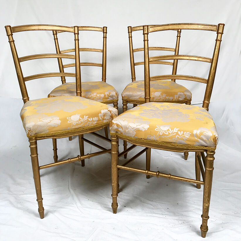 Series of four chairs Napoleon III, gilded wood