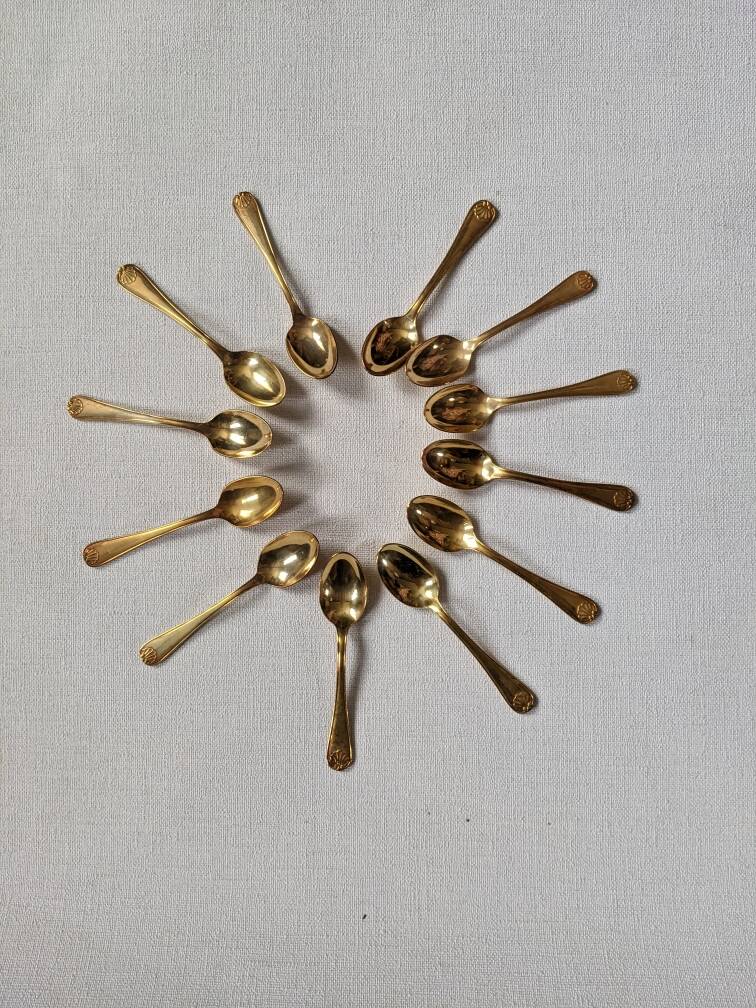 12 Vermeil Mocha Spoons