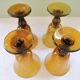 Biot engraved amber and bubbled water glasses, 70s