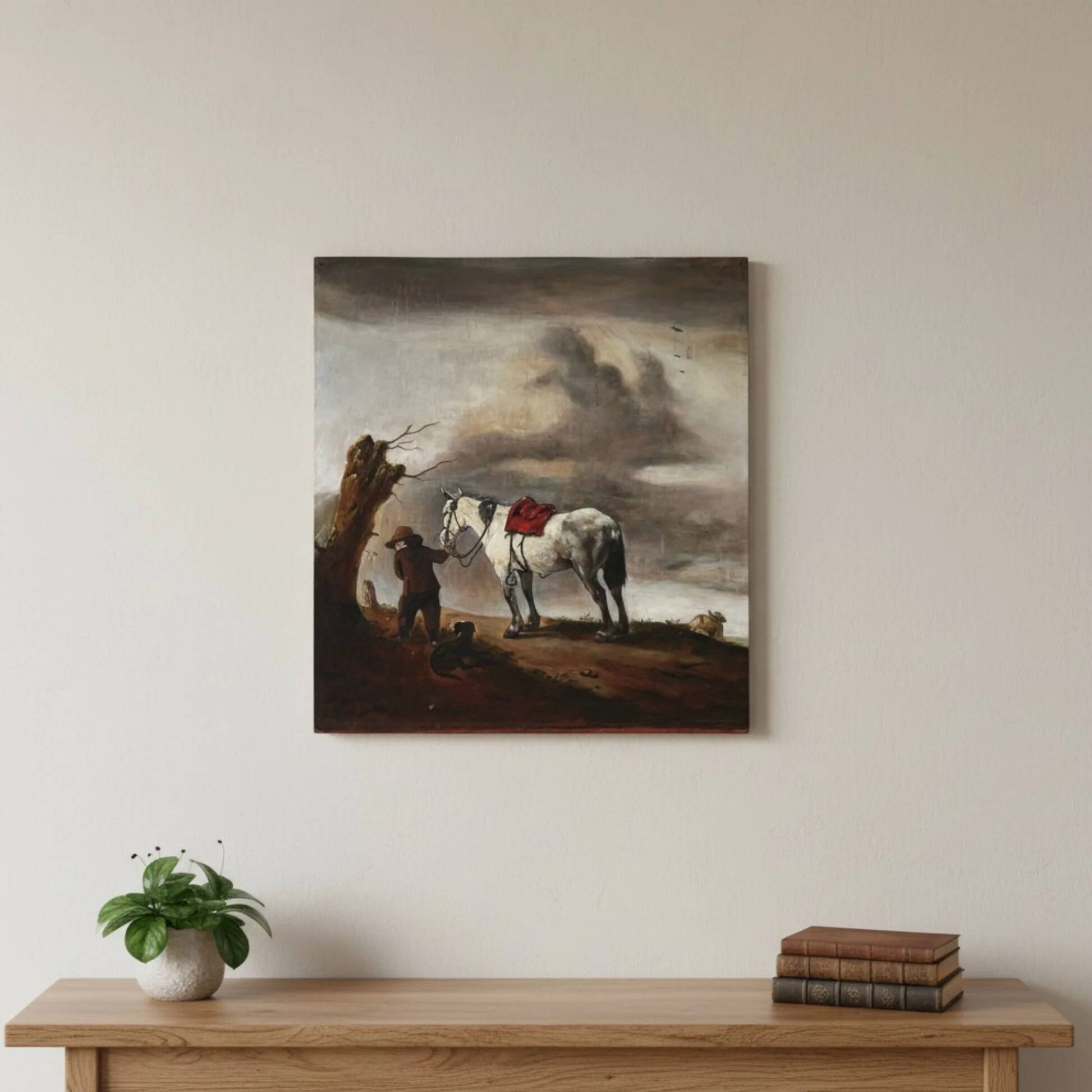 Reproduction by George Boellaard of the oil painting 'Grey Horse' by Wouwermans