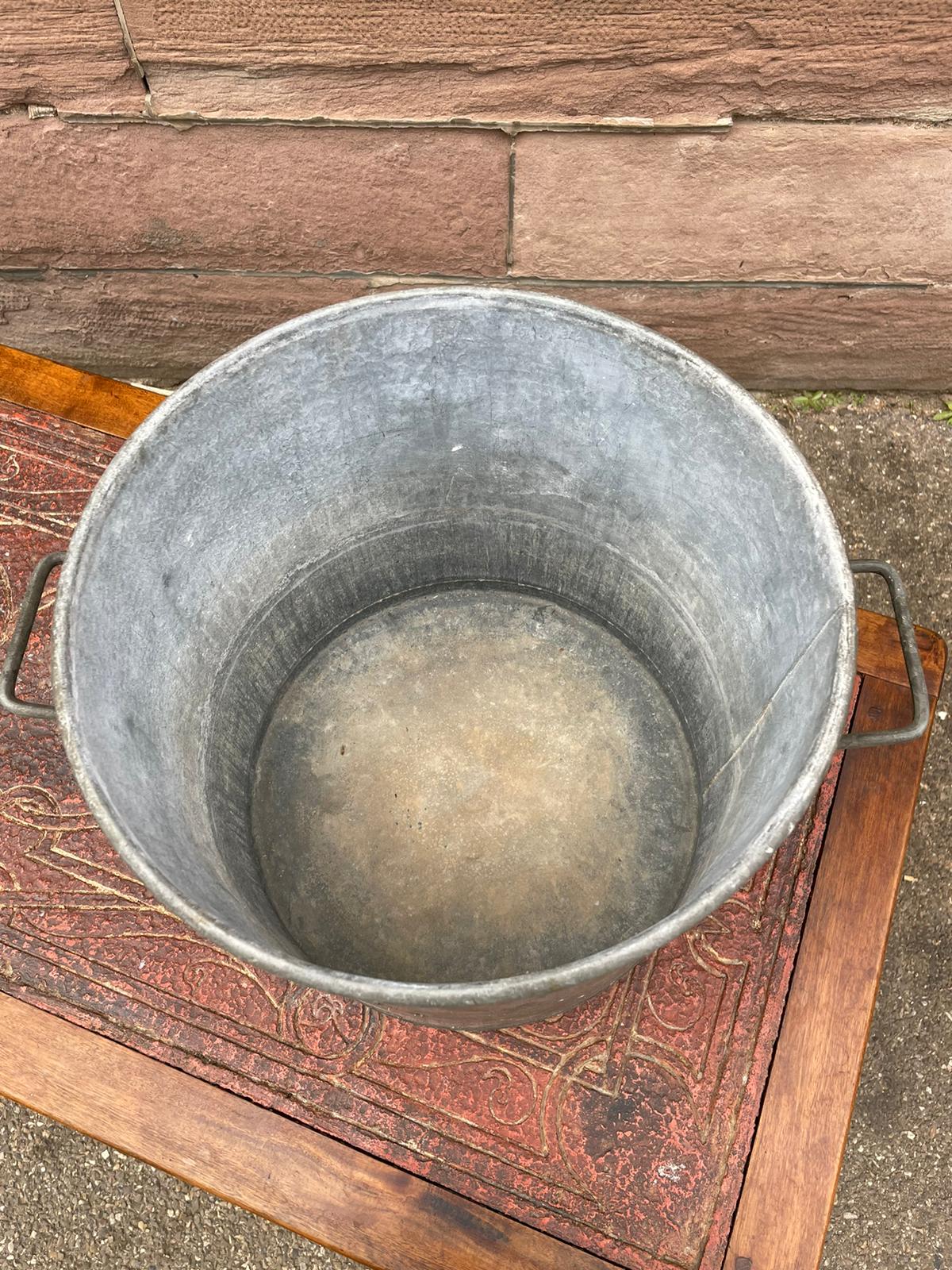 Vintage galvanized zinc planter tray