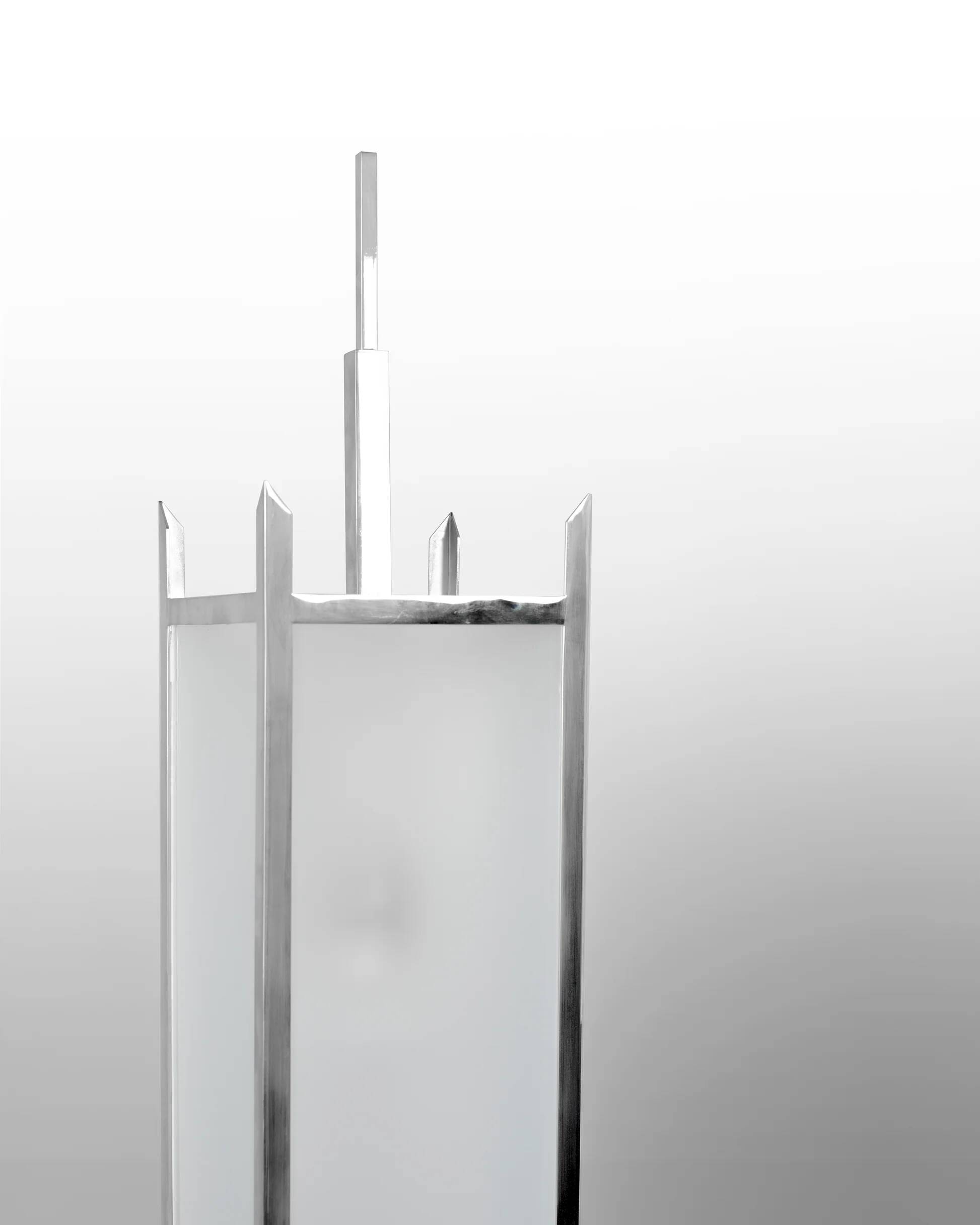Floor lamp in chrome and Macassar ebony, France