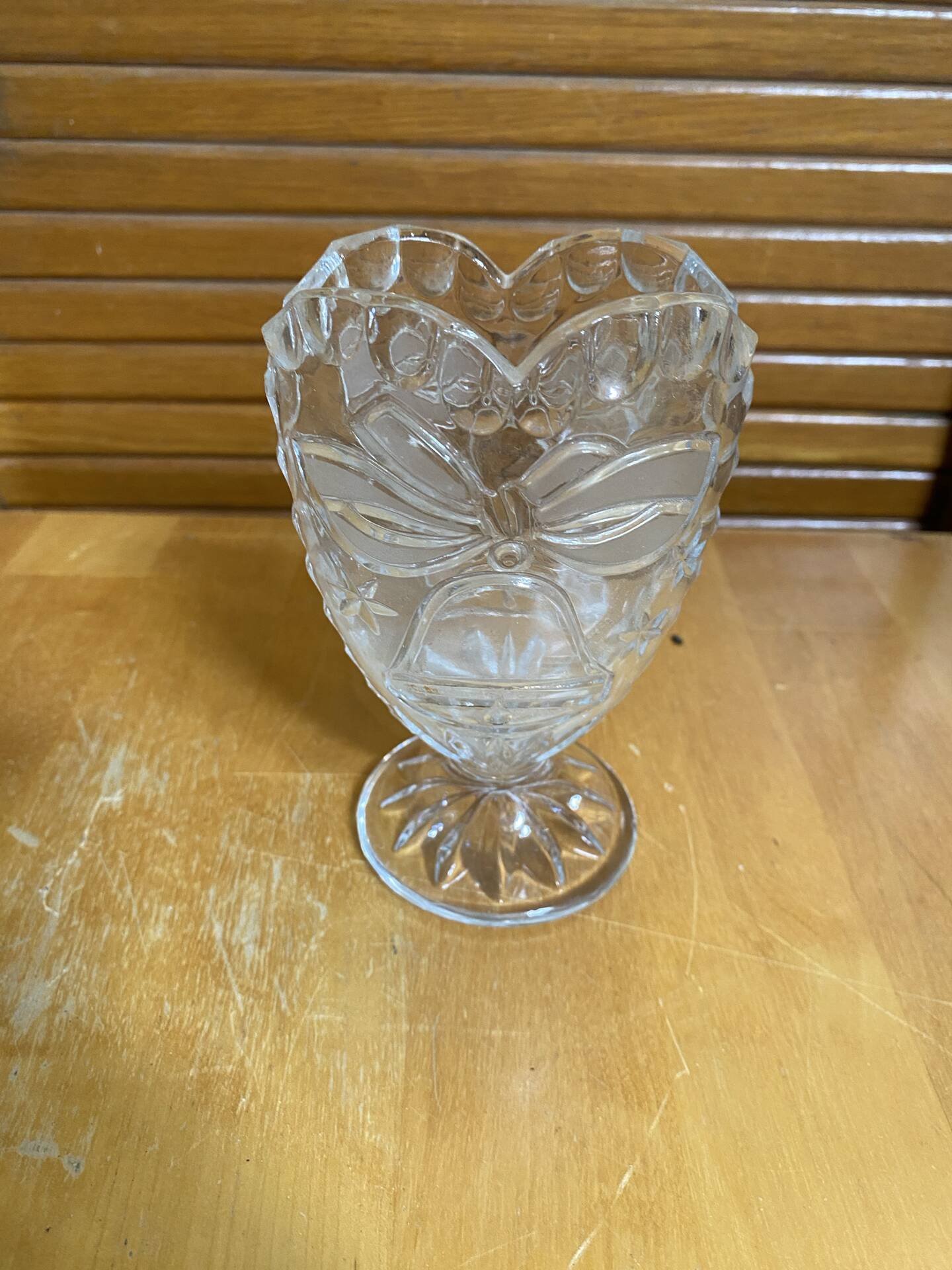 Antique Vase ANNA HUTTE Cut Crystal Bell Shape Vintage #E165
