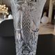 Vintage vase in stylish bohemian chic crystal, floral motifs, braces