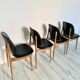 Lot de 4 chaises vintage "Pégase" – design Baumann, bois clair & skaï