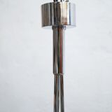 Vintage chandelier in chromed metal and smoked glass