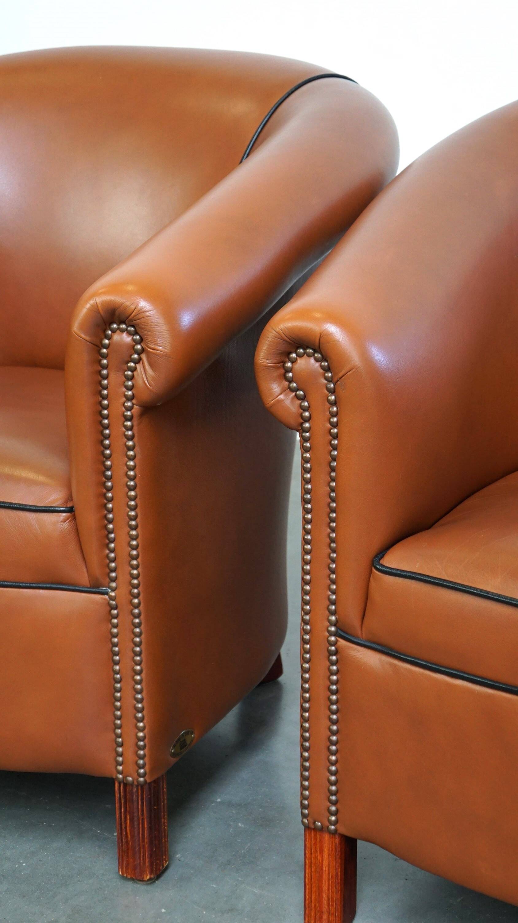 Set of original English handmade springvale club chairs in good condition