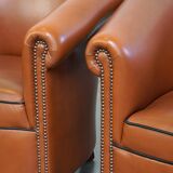 Set of original English handmade springvale club chairs in good condition